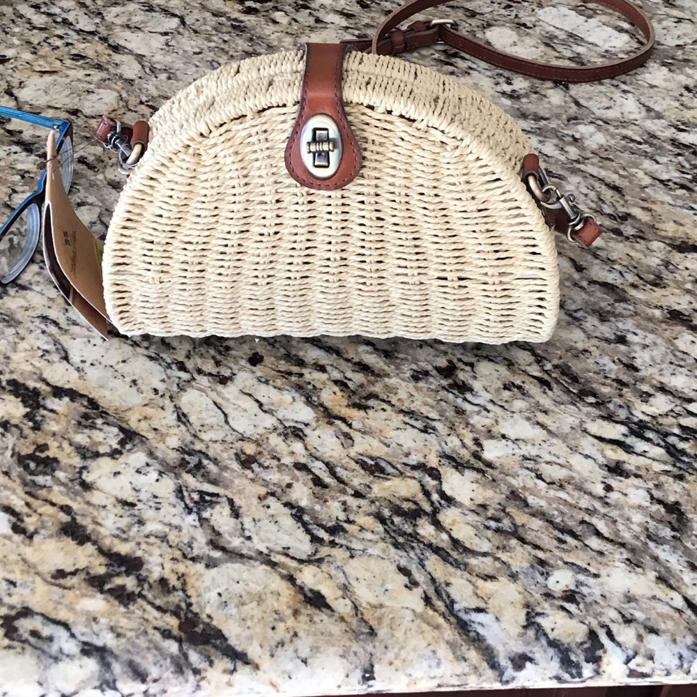 NWT Patricia Nash half moon wicker bag